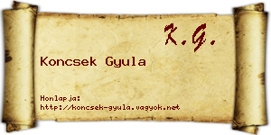 Koncsek Gyula névjegykártya